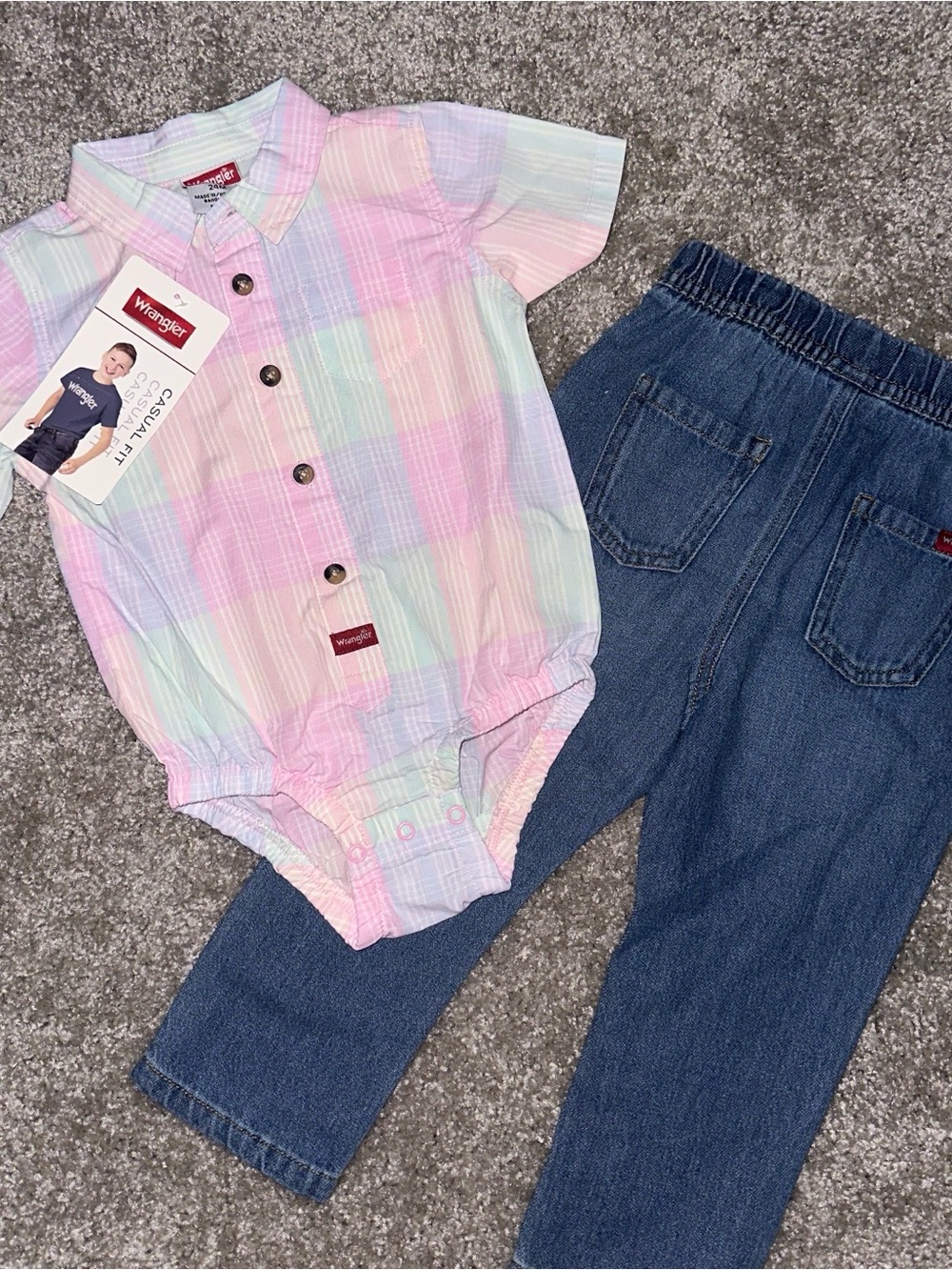 Wrangler Pastel Plaid Baby Boy Bodysuit 24m